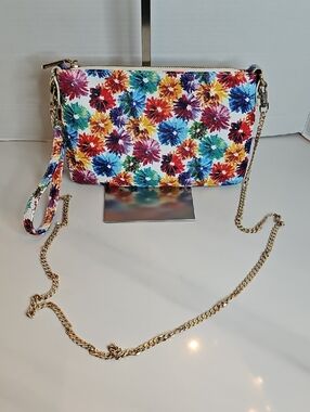 Charming Charlie Multicolor Floral Crossbody with Gold Chain